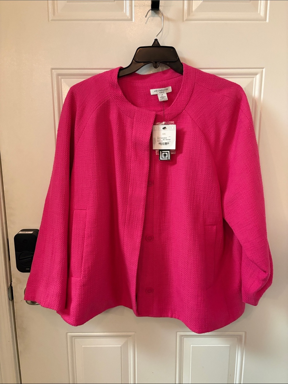 Liz Claiborne Hot Pink Textured Open-Front Jacket